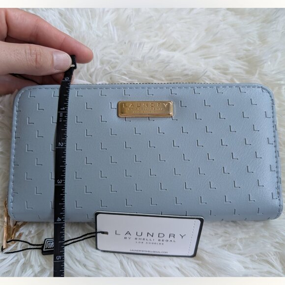Laundry by Shelli Segal, Double Zip Long Wallet, Grey Blue, NWT Retail $58 - Picture 8 of 10
